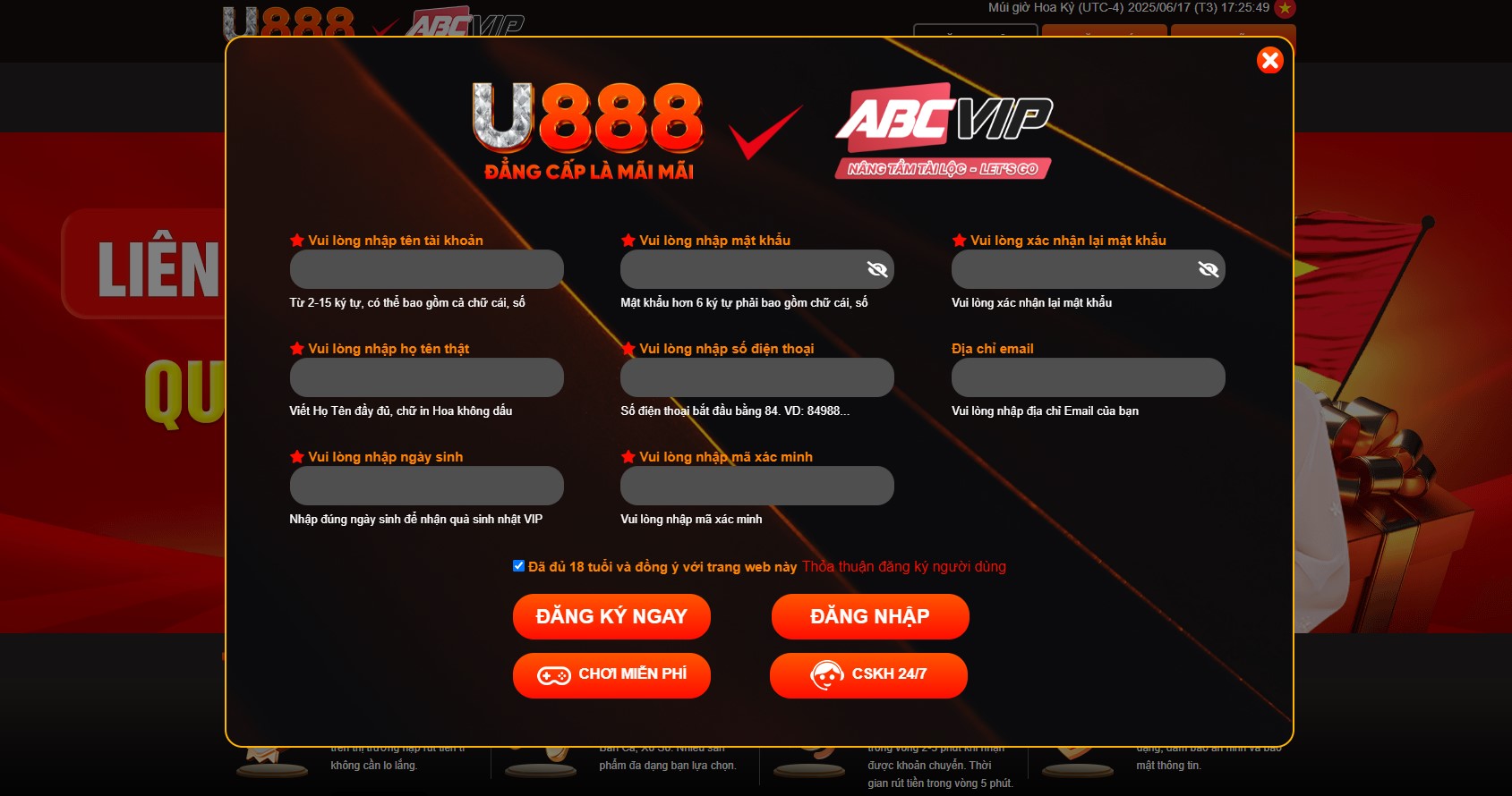 đăng ký u888
