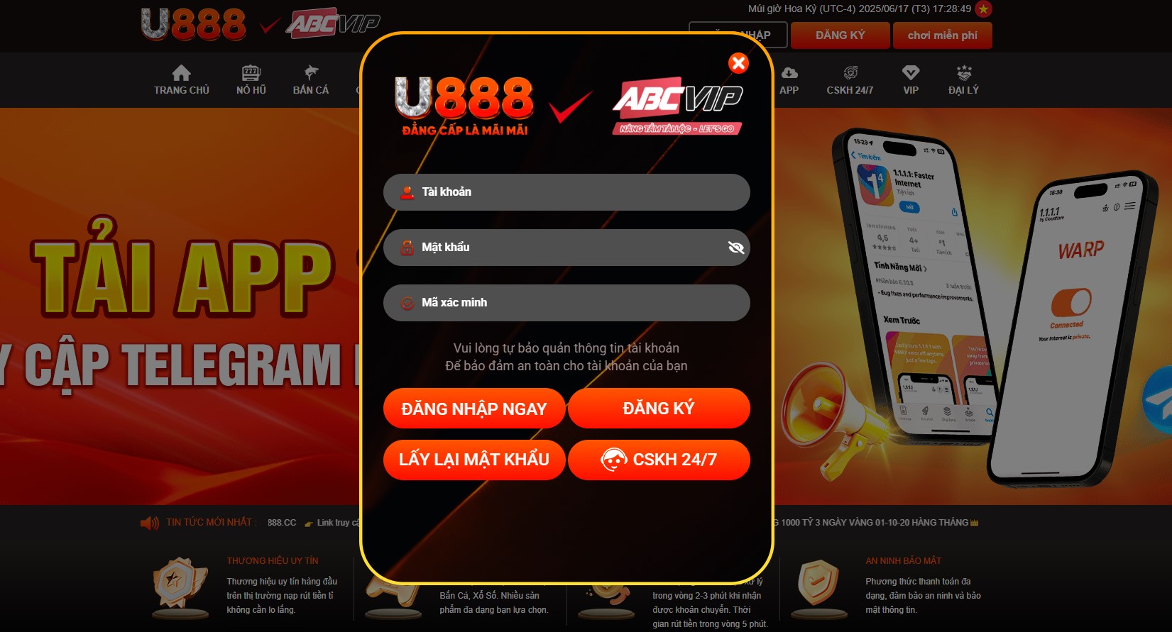 đăng nhập u888